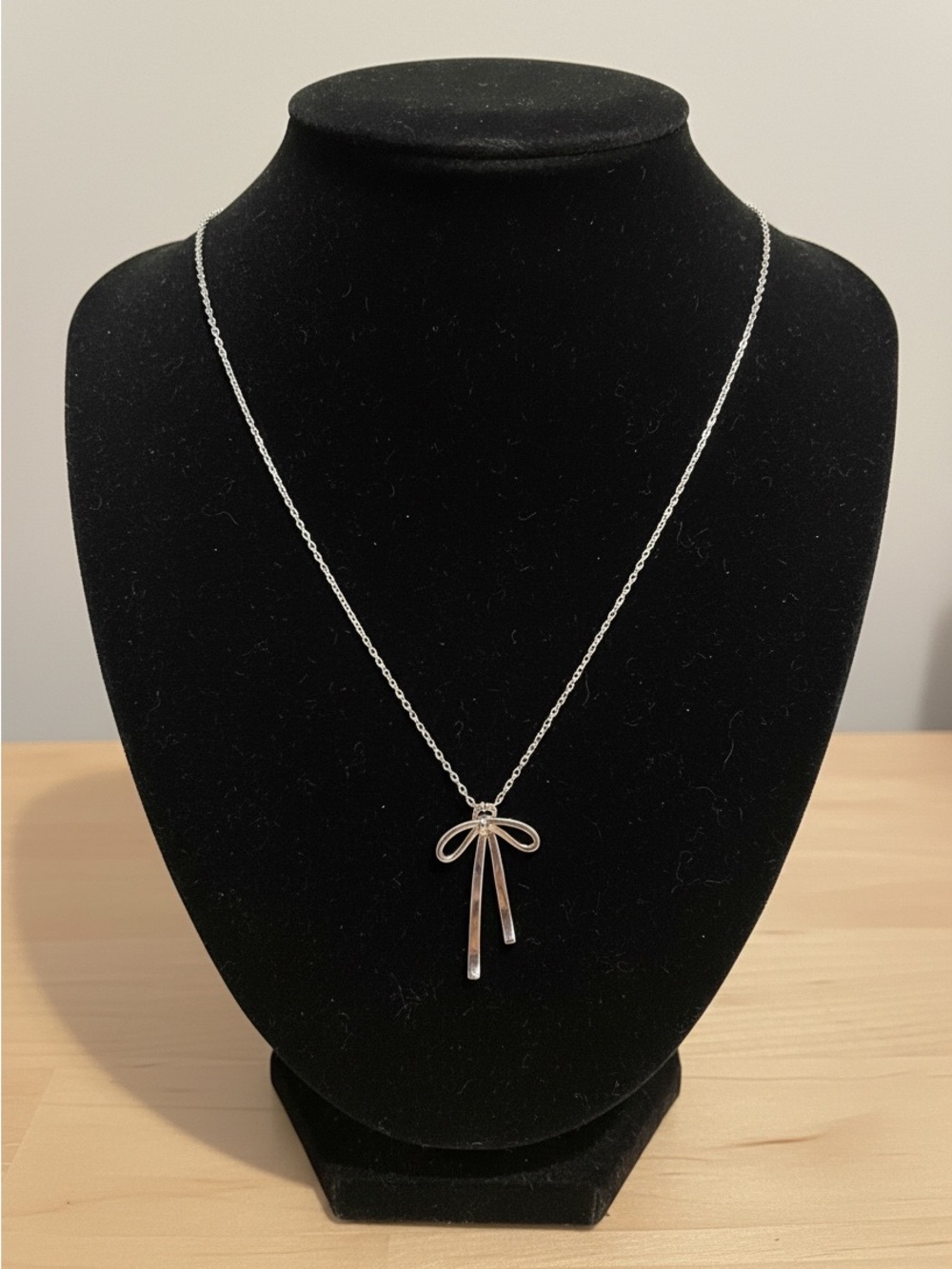Downeast Silver Bow Pendant Necklace Sterling Silver Plated